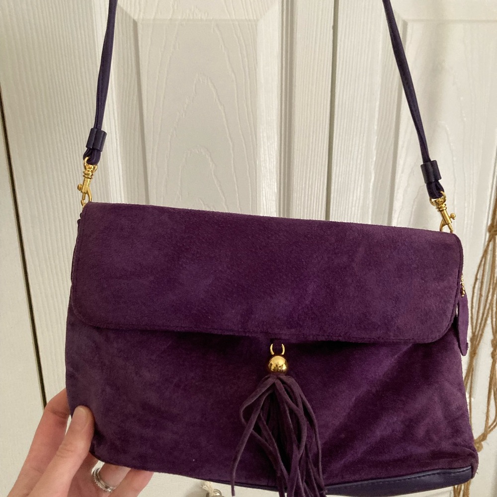 Vintage Suede purple leather Crossbody bag
